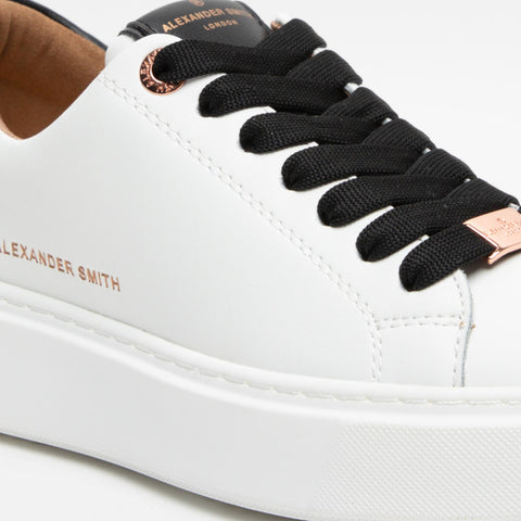 LONDON WHITE BLACK SNEAKERS DONNA IN PELLE