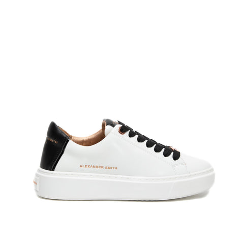 LONDON WHITE BLACK SNEAKERS DONNA IN PELLE