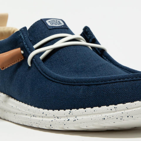WALLY CRAFT LINEN SARGASSO BLUE WHITE SNEAKERS UOMO IN TESSUTO