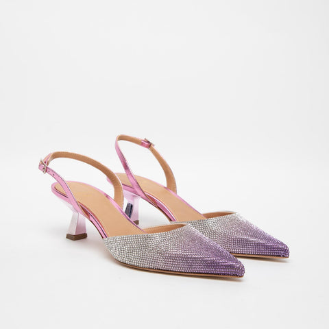 SLINGBACK FUXIA DONNA IN PELLE E STRASS