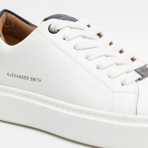 LONDON WHITE BLUE SNEAKERS UOMO IN PELLE