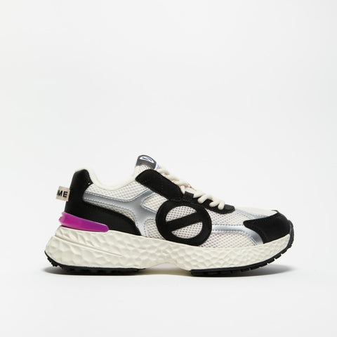 CARTER 2.0 RUNNER WHITE SILVER BLACK SNEAKERS DONNA IN PELLE