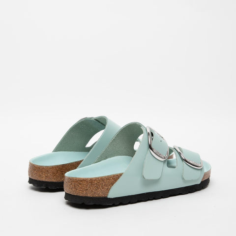 ARIZONA BIG BUCKLE HIGH-SHINE SURF GREEN WOMEN'S SLIPPERS IN LACQUERED LEATHER