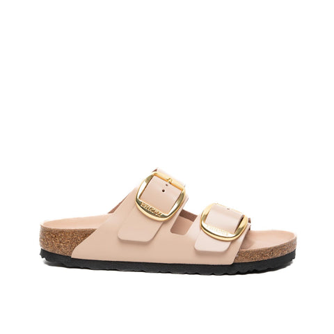 ARIZONA BIG BUCKLE HIGH-SHINE NEW BEIGE WOMEN'S SLIPPERS IN LACQUERED LEATHER