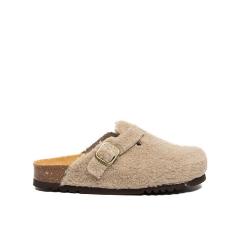 FEA NEW TAUPE SHEARLING SABOT DONNA PELLE E LANA