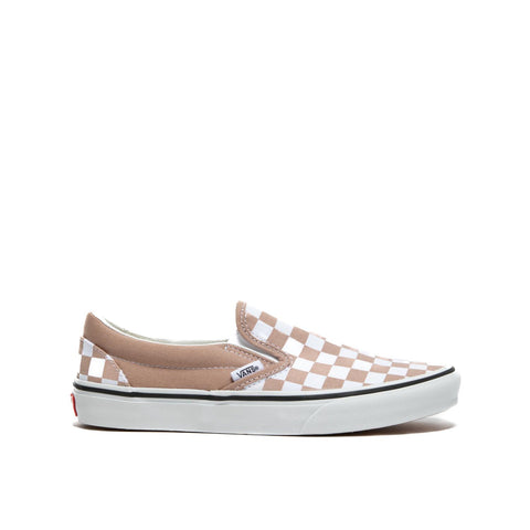 CLASSIC SLIP ON BEIGE CHECKERBOARD SNEAKERS UNISEX IN TESSUTO