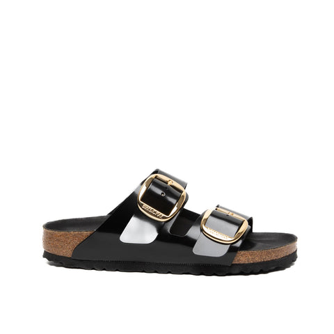 ARIZONA BIG BUCKLE HIGH SHINE BLACK WOMEN'S SLIPPERS IN LACQUERED LEATHER