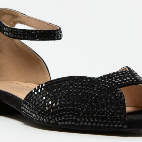 SIENA BLACK SANDALO DONNA IN TESSUTO