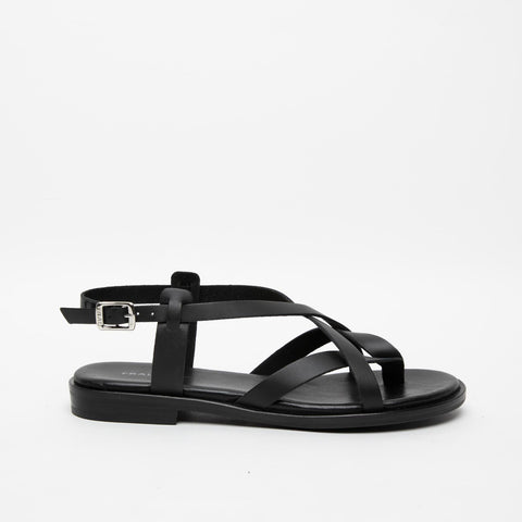 86P2 NERO SANDALO INFRADITO DONNA IN PELLE