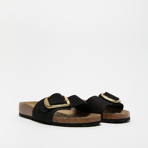 MADRID BIG BUCKLE BLACK CIABATTA DONNA IN PELLE