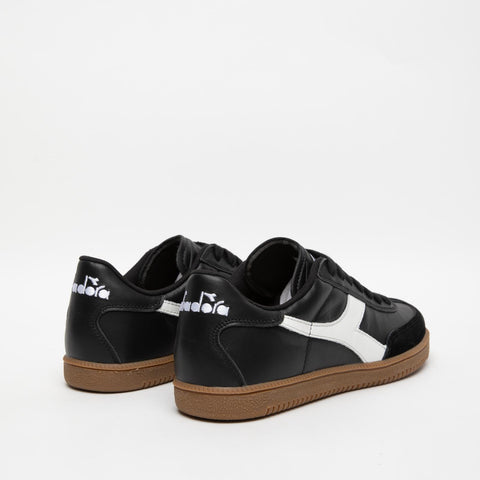 TRAINER BLACK WHITE SNEAKERS UOMO IN PELLE