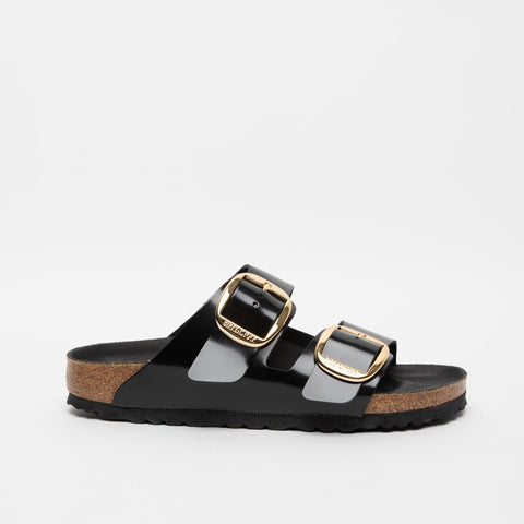 ARIZONA BIG BUCKLE HIGH SHINE BLACK WOMEN'S SLIPPERS IN LACQUERED LEATHER