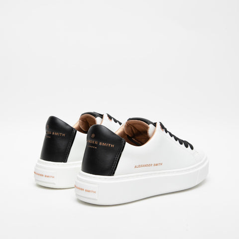 LONDON WHITE BLACK SNEAKERS DONNA IN PELLE
