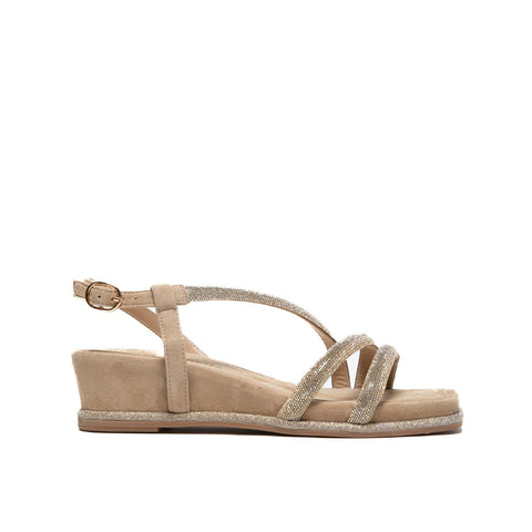 V251751 BEIGE SANDALO DONNA IN PELLE CON STRASS