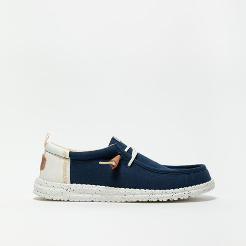 WALLY CRAFT LINEN SARGASSO BLUE WHITE SNEAKERS UOMO IN TESSUTO