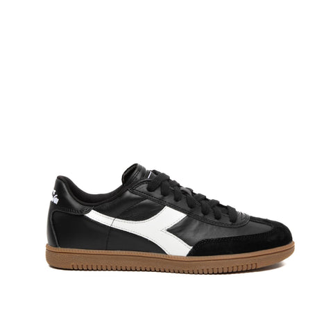 TRAINER BLACK WHITE SNEAKERS UOMO IN PELLE
