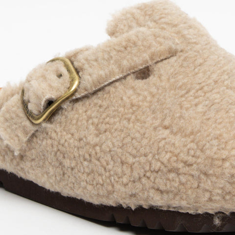 FEA NEW TAUPE SHEARLING SABOT DONNA PELLE E LANA