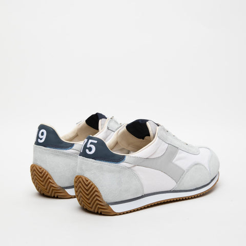 EQUIPE H CANVAS STONE WASH WHITE SNEAKERS UOMO IN PELLE E TESSUTO