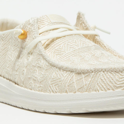 WENDY CROCHET LACE WHITE GOLD SNEAKERS DONNA IN TESSUTO