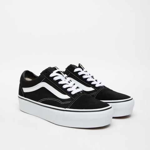 OLD SKOOL PLATFORM BLACK/WHITE WOMEN'S SNEAKERS IN LEATHER AND FABRIC