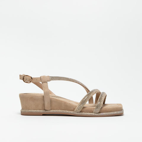 V251751 BEIGE SANDALO DONNA IN PELLE CON STRASS