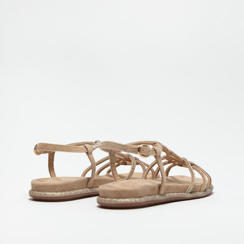 V2551602 SUEDE SAND SANDALO DONNA IN PELLE CON STRASS