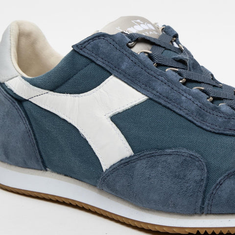 EQUIPE H CANVAS STONE WASH NAVY SNEAKERS UOMO IN PELLE E TESSUTO