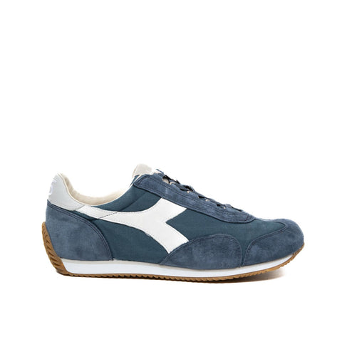 EQUIPE H CANVAS STONE WASH NAVY SNEAKERS UOMO IN PELLE E TESSUTO