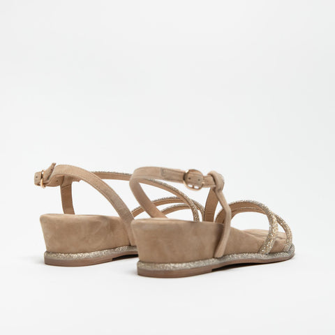 V251751 BEIGE SANDALO DONNA IN PELLE CON STRASS