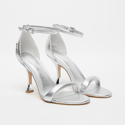 SANDALO ARGENTO DONNA IN PELLE