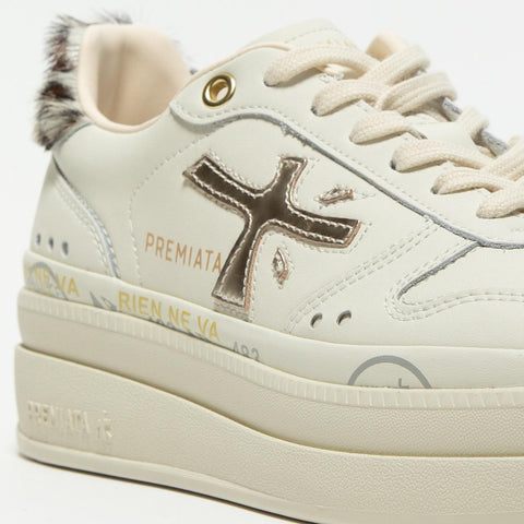 MICOL CREMA SNEAKERS DONNA IN PELLE