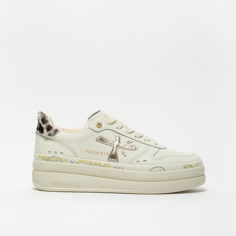 MICOL CREMA SNEAKERS DONNA IN PELLE