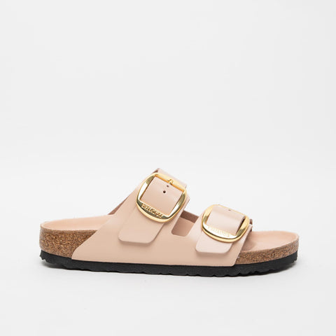 ARIZONA BIG BUCKLE HIGH-SHINE NEW BEIGE WOMEN'S SLIPPERS IN LACQUERED LEATHER