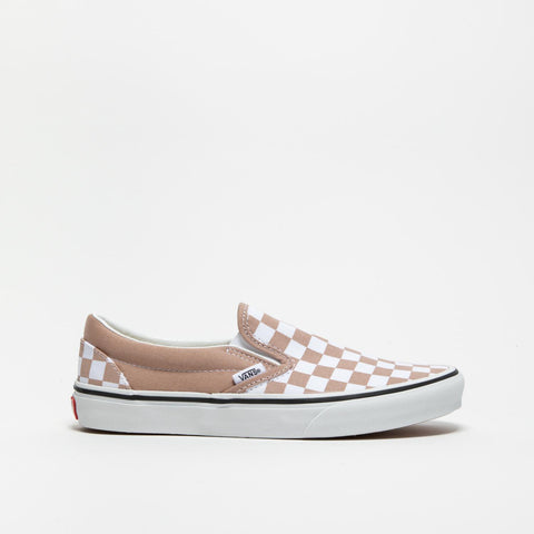 CLASSIC SLIP ON BEIGE CHECKERBOARD SNEAKERS UNISEX IN TESSUTO