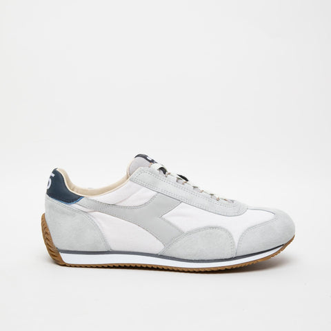 EQUIPE H CANVAS STONE WASH WHITE SNEAKERS UOMO IN PELLE E TESSUTO