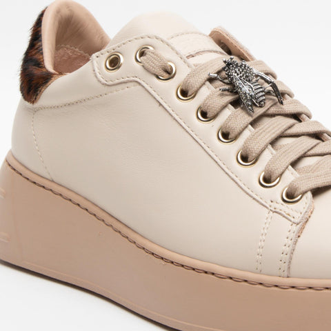 888-D BEIGE SNEAKERS DONNA IN PELLE