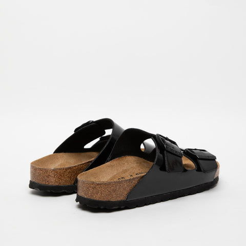 ARIZONA BLACK PATENT WOMEN'S SLIPPERS IN PAINTED BIRKO-FLOR