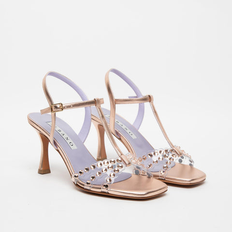 SANDALO ROSA CIPRIA DONNA IN PLEXIGLASS CON STRASS