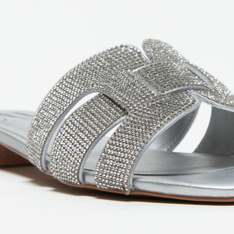 AV6811 SILVER CIABATTA DONNA CON STRASS