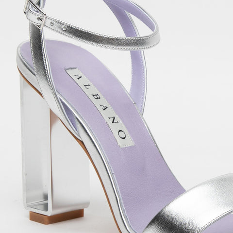 SANDALO ARGENTO DONNA IN SIMILPELLE