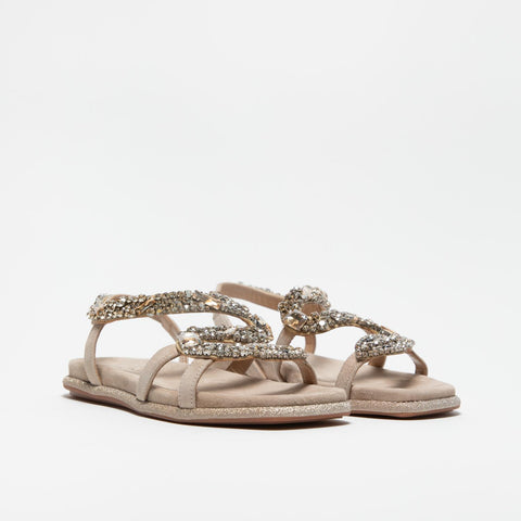 V251605 SUEDE VISION SANDALO DONNA IN PELLE CON PIETRE