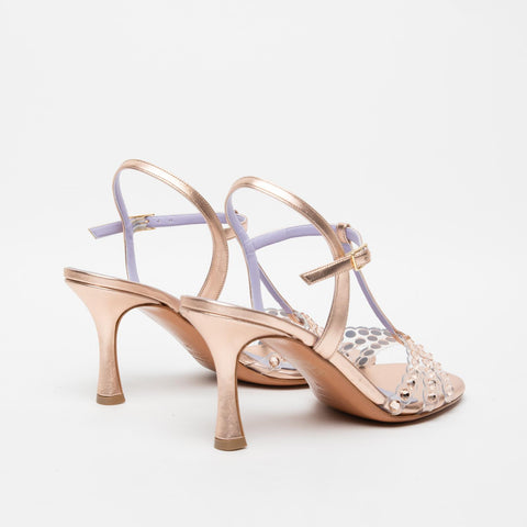 SANDALO ROSA CIPRIA DONNA IN PLEXIGLASS CON STRASS