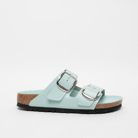 ARIZONA BIG BUCKLE HIGH-SHINE SURF GREEN WOMEN'S SLIPPERS IN LACQUERED LEATHER