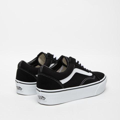 OLD SKOOL PLATFORM BLACK/WHITE WOMEN'S SNEAKERS IN LEATHER AND FABRIC