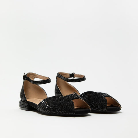 SIENA BLACK SANDALO DONNA IN TESSUTO