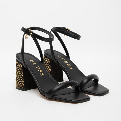 SANDALO NERO DONNA IN PELLE CON MICRO-BORCHIE