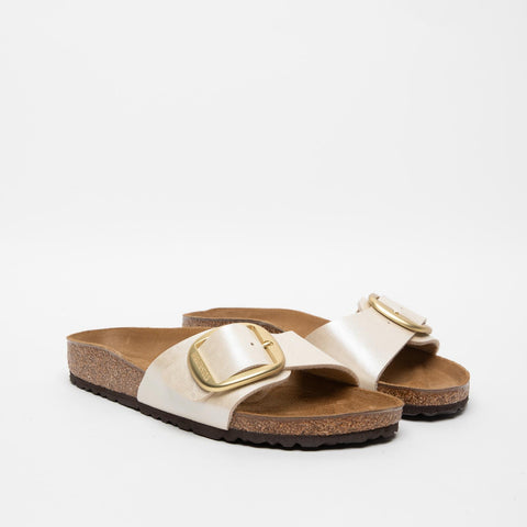 MADRID BIG BUCKLE GRACEFUL PEARL WHITE WOMEN'S SLIPPERS IN BIRKO-FLOR