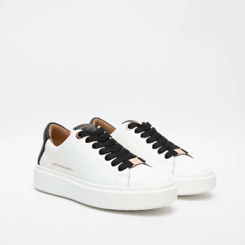 LONDON WHITE BLACK SNEAKERS DONNA IN PELLE