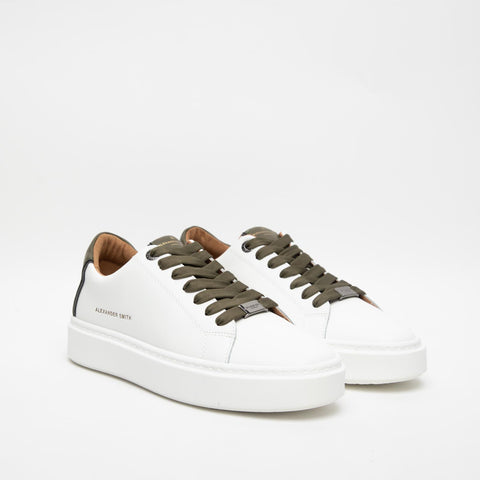 LONDON WHITE MILITARY SNEAKERS UOMO IN PELLE