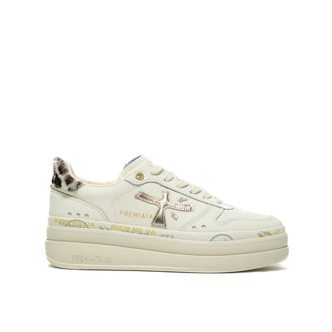 MICOL CREMA SNEAKERS DONNA IN PELLE